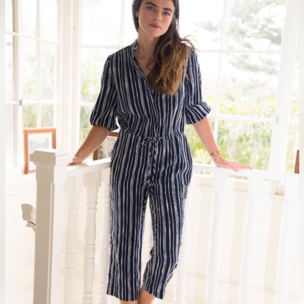 Trovata the Ingrid Jumpsuit in Navy Stripe Sz M
